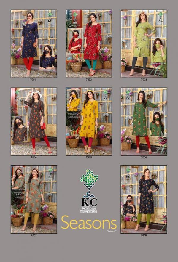 KC Seasons 7 Fancy Rayon Kurti With Mask